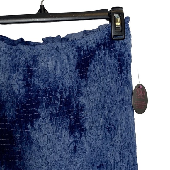 2/$30 Hot Miami Styles Blue Smocked Crop Top Skirt Tie Dye Two Piece Set Large - Picture 13 of 16